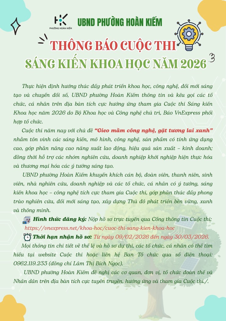 Thông báo cuộc thi Sáng kiến Khoa học năm 2026- Ảnh 1.