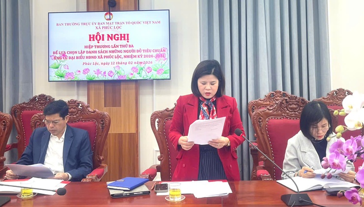 Hội nghị hiệp thương lần thứ Ba để lựa chọn danh sách những người đủ tiêu chuẩn ứng cử đại biểu HĐND xã Phúc Lộc, nhiệm kỳ 2026 - 2031- Ảnh 3.