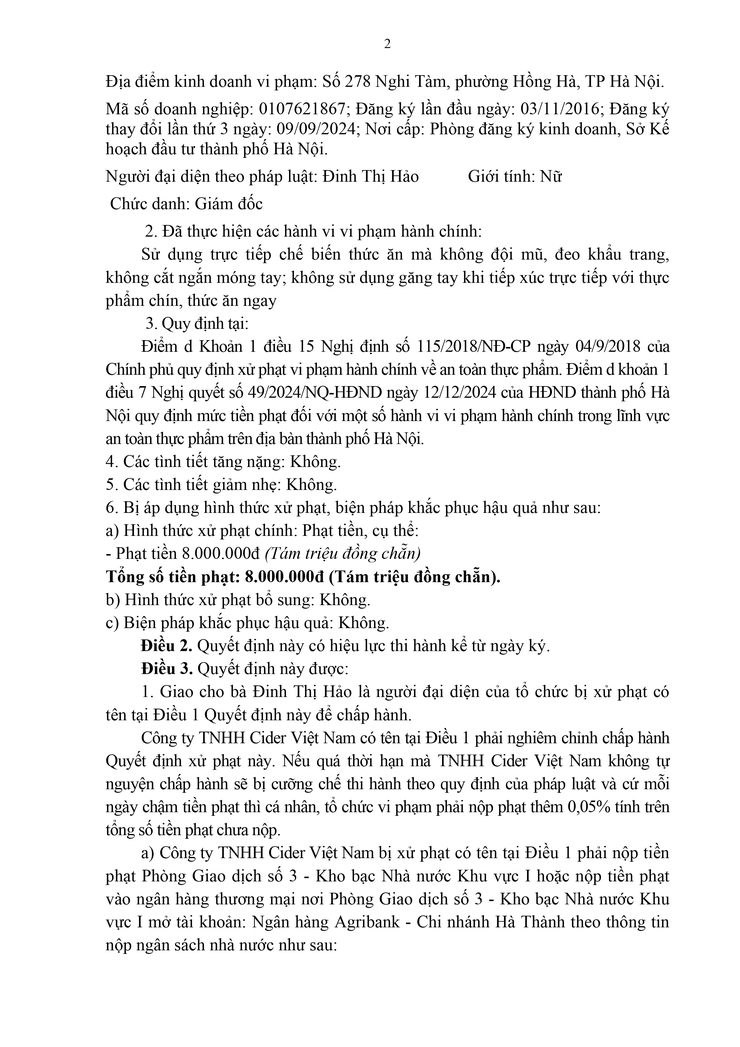 PHƯỜNG HỒNG HÀ: BAN HÀNH QUYẾT ĐỊNH XỬ PHẠT VI PHẠM HÀNH CHÍNH TRONG LĨNH VỰC AN TOÀN THỰC PHẨM- Ảnh 2.