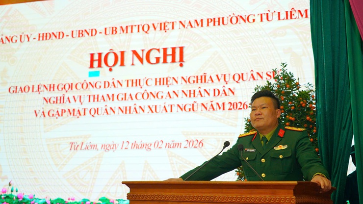 Phường Từ Liêm tổ chức Hội nghị gặp mặt, động viên công dân nhập ngũ năm 2026
	
- Ảnh 2.