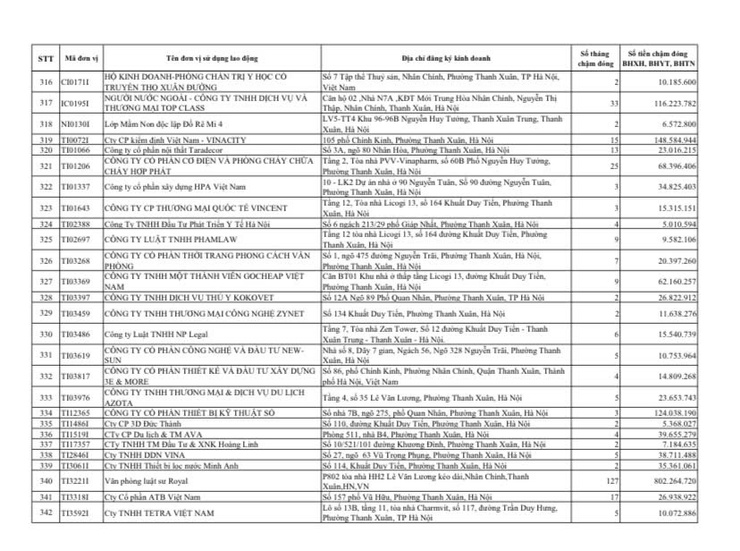 Công khai danh sách các đơn vị chậm đóng BHXH, BHYT, BHTN, BHTNLĐ-BNN từ 02 tháng trở lên trên địa bàn phường Thanh Xuân- Ảnh 15.