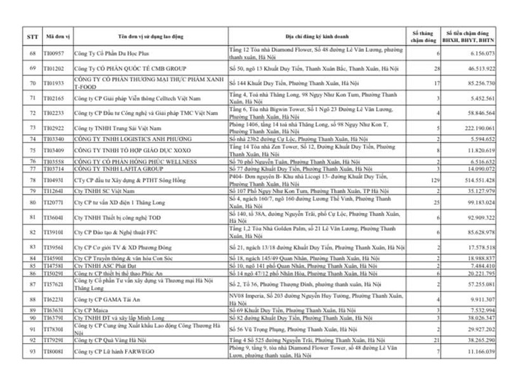 Công khai danh sách các đơn vị chậm đóng BHXH, BHYT, BHTN, BHTNLĐ-BNN từ 02 tháng trở lên trên địa bàn phường Thanh Xuân- Ảnh 5.