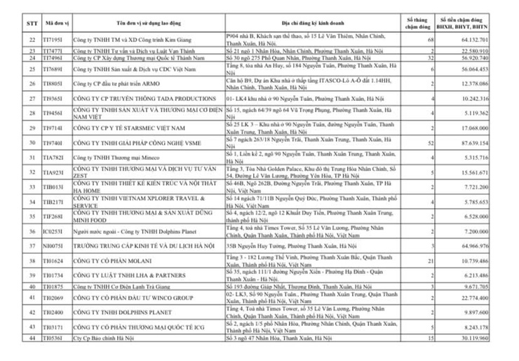 Công khai danh sách các đơn vị chậm đóng BHXH, BHYT, BHTN, BHTNLĐ-BNN từ 02 tháng trở lên trên địa bàn phường Thanh Xuân- Ảnh 3.