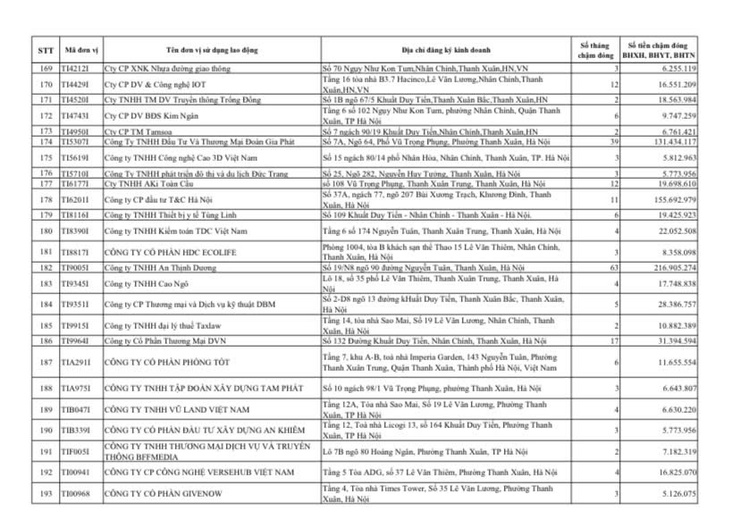Công khai danh sách các đơn vị chậm đóng BHXH, BHYT, BHTN, BHTNLĐ-BNN từ 02 tháng trở lên trên địa bàn phường Thanh Xuân- Ảnh 9.