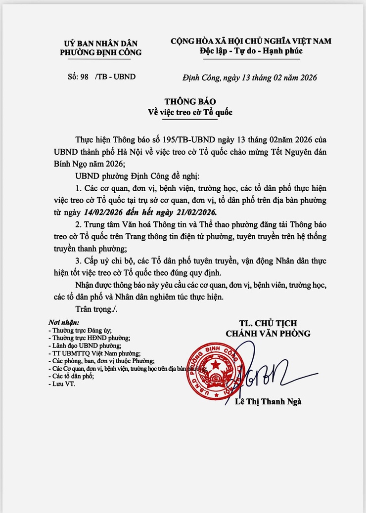 Thông báo về việc treo cờ Tổ quốc- Ảnh 1.