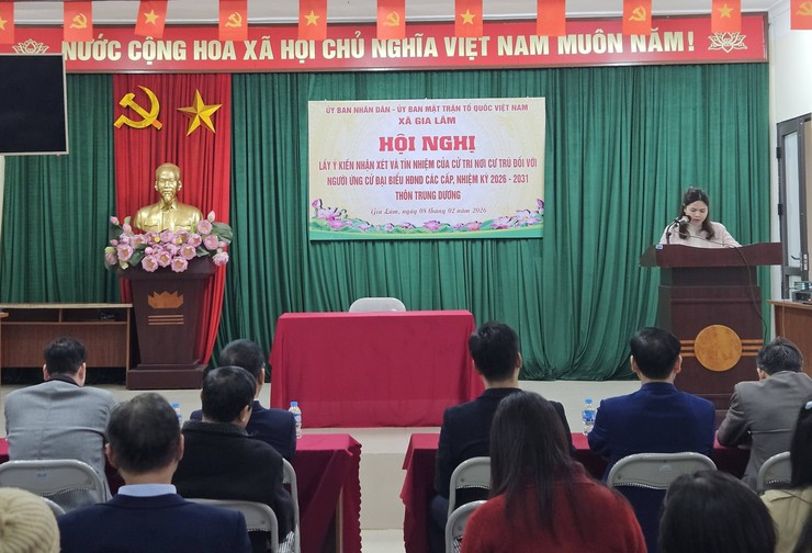 Uỷ ban Nhân dân - Ủy ban MTTQ Việt Nam xã Gia Lâm tổ chức Hội nghị lấy ý kiến nhận xét và tín nhiệm của cử tri nơi cư trú đối với người ứng cử đại biểu HĐND các cấp, nhiệm kỳ 2026–2031.- Ảnh 1.