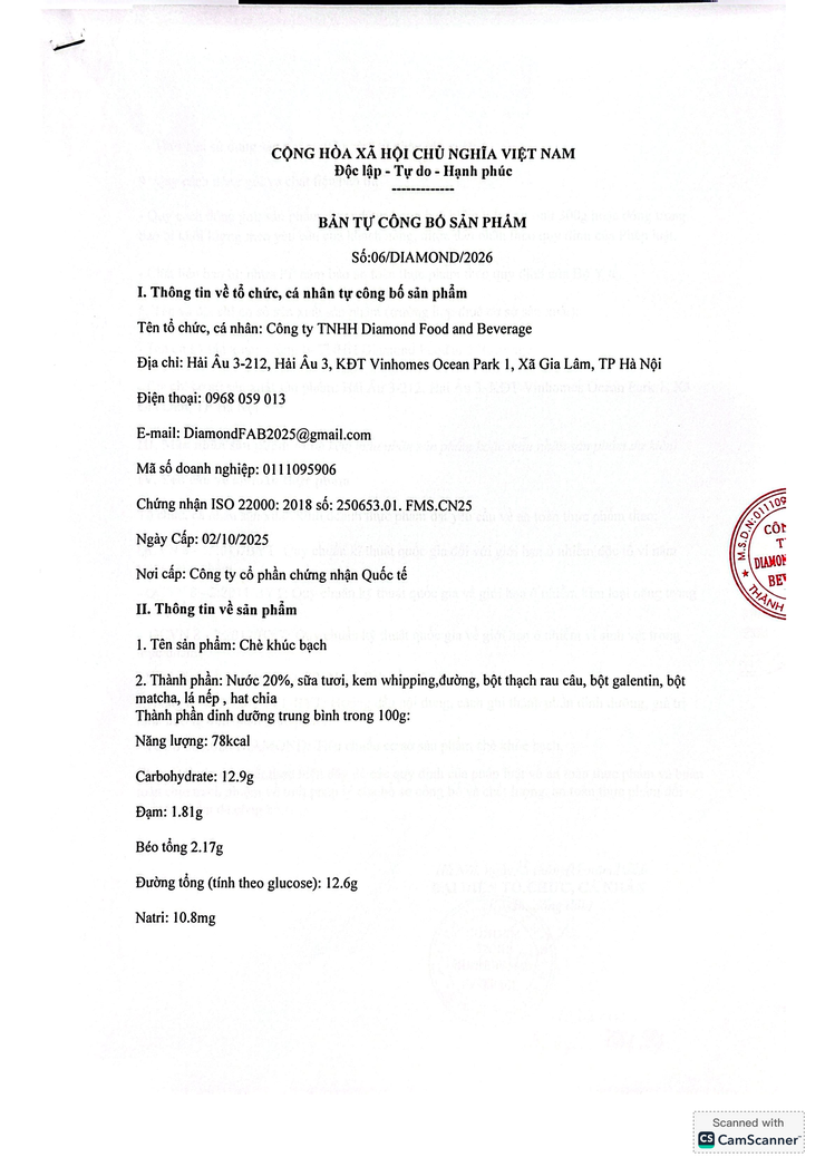 Bản tự công bố sản phẩm Chè Khúc bạch- Ảnh 1.