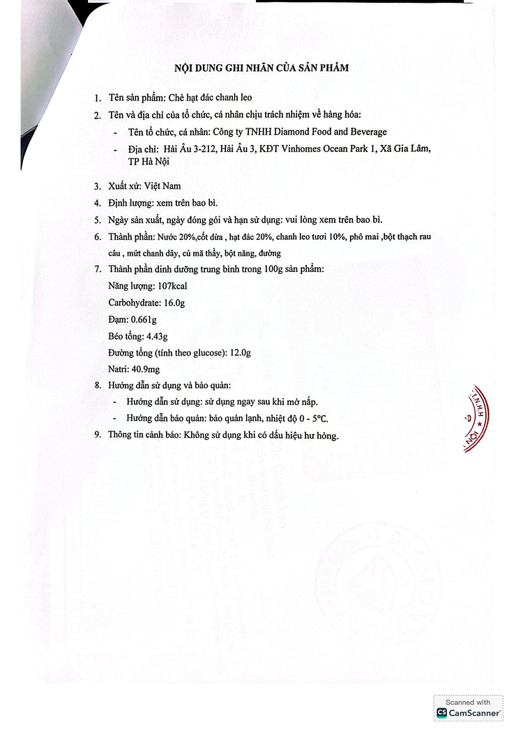 Bản tự công bố sản phẩm Chè hạt đác chanh leo- Ảnh 3.