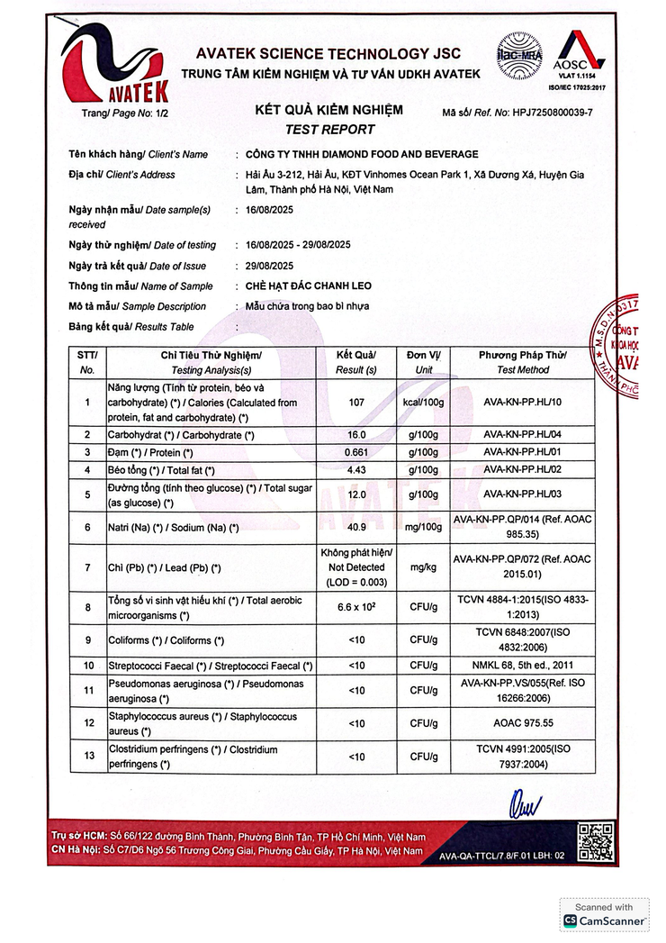 Bản tự công bố sản phẩm Chè hạt đác chanh leo- Ảnh 4.
