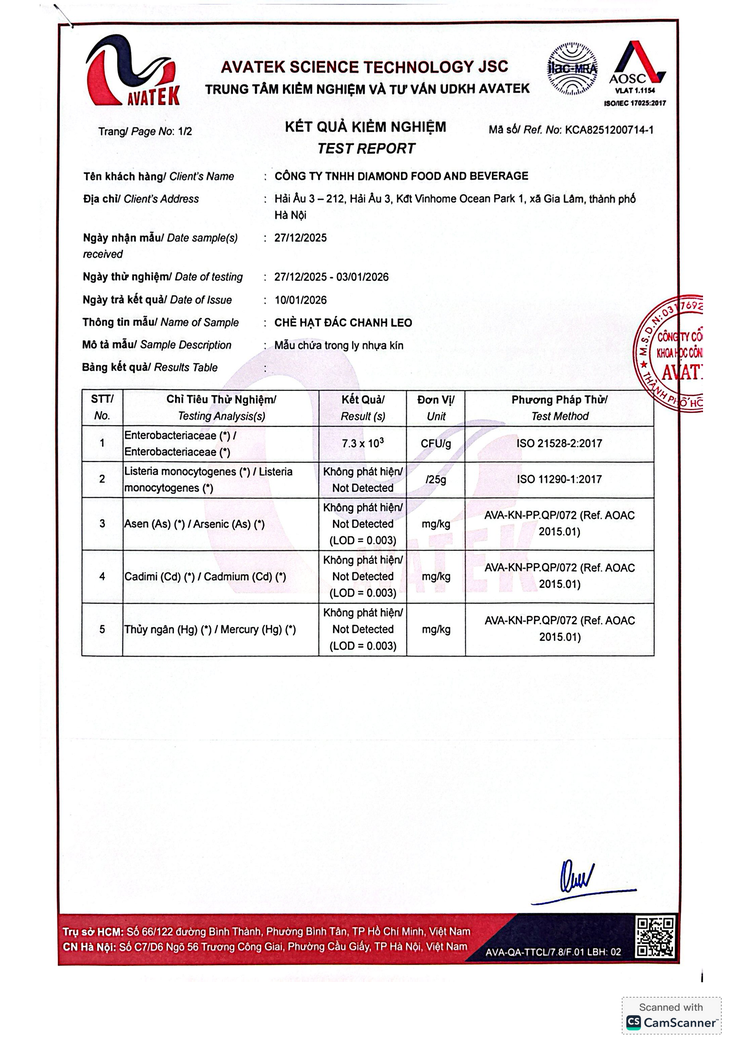 Bản tự công bố sản phẩm Chè hạt đác chanh leo- Ảnh 8.