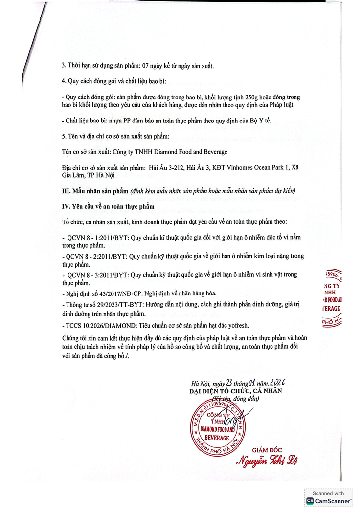 Bản tự công bố sản phẩm Sữa chua hạt đác- Ảnh 2.