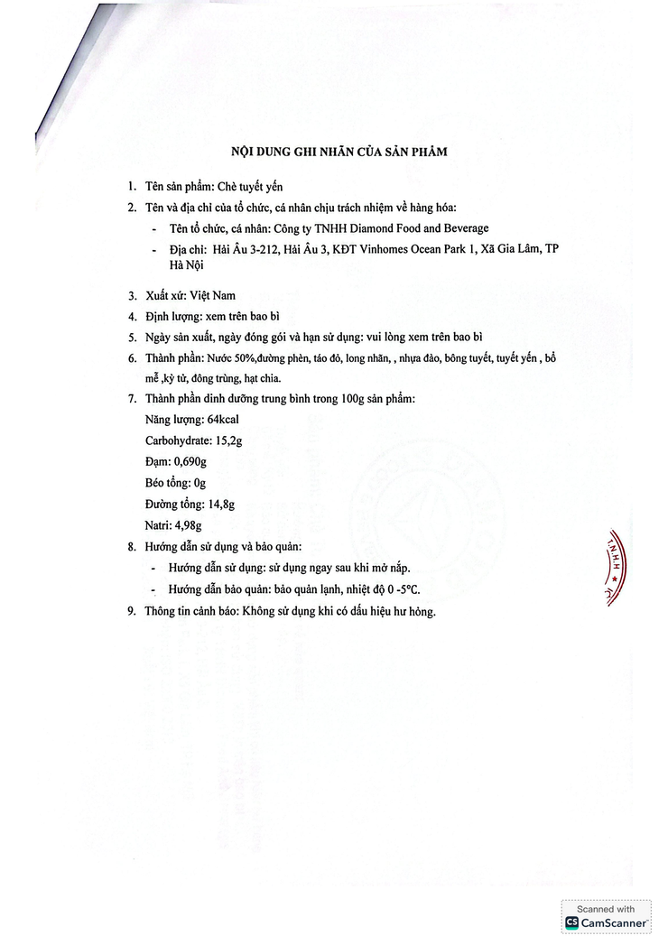 Bản tự công bố sản phẩm Chè tuyết yến- Ảnh 3.