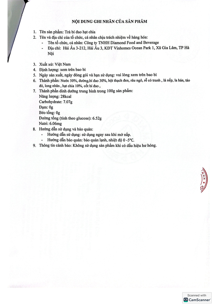 Bản tự công bố sản phẩm Trà Bí đao hạt chia- Ảnh 3.