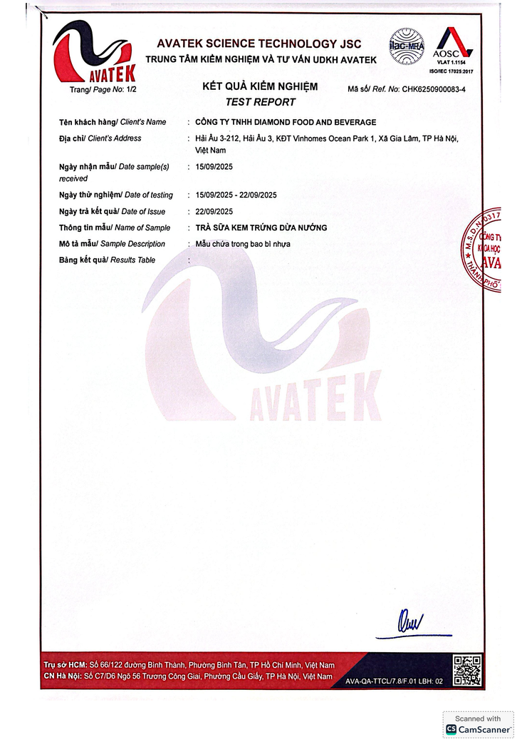 Bản tự công bố sản phẩm Trà sữa kem trứng dừa nướng- Ảnh 4.
