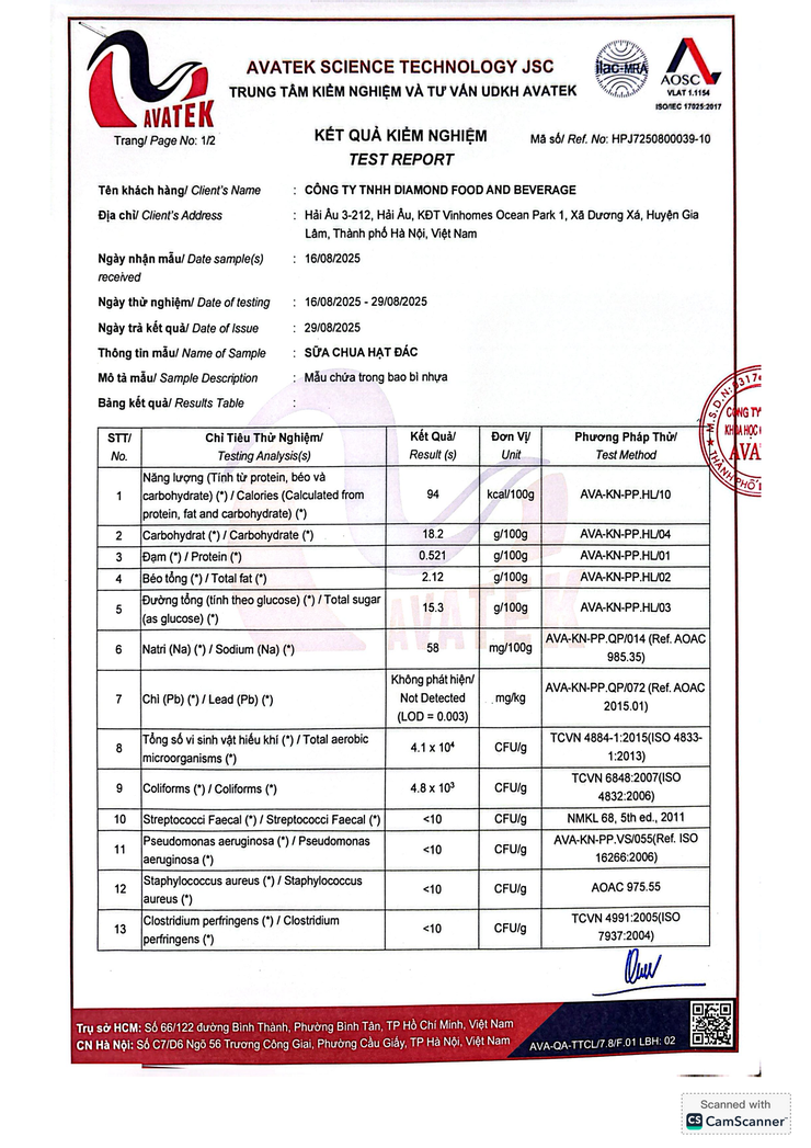 Bản tự công bố sản phẩm Sữa chua hạt đác- Ảnh 6.
