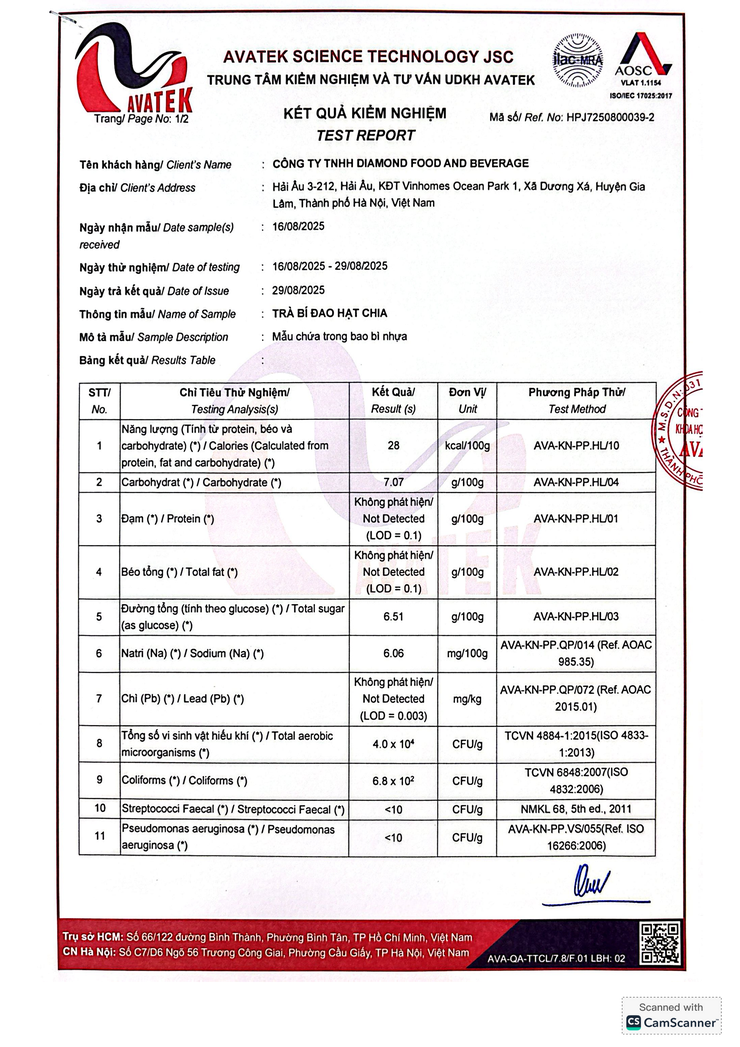 Bản tự công bố sản phẩm Trà Bí đao hạt chia- Ảnh 6.