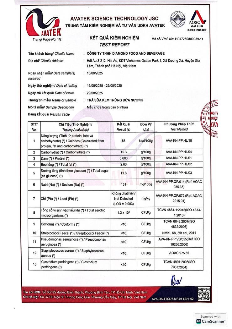Bản tự công bố sản phẩm Trà sữa kem trứng dừa nướng- Ảnh 6.