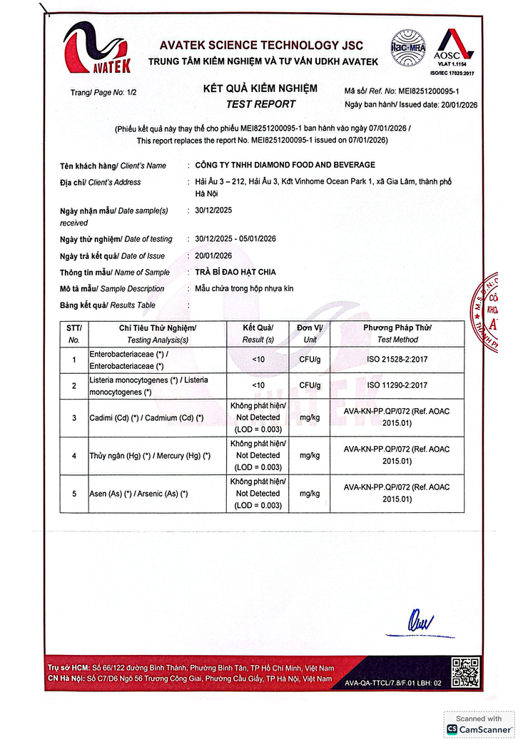 Bản tự công bố sản phẩm Trà Bí đao hạt chia- Ảnh 8.