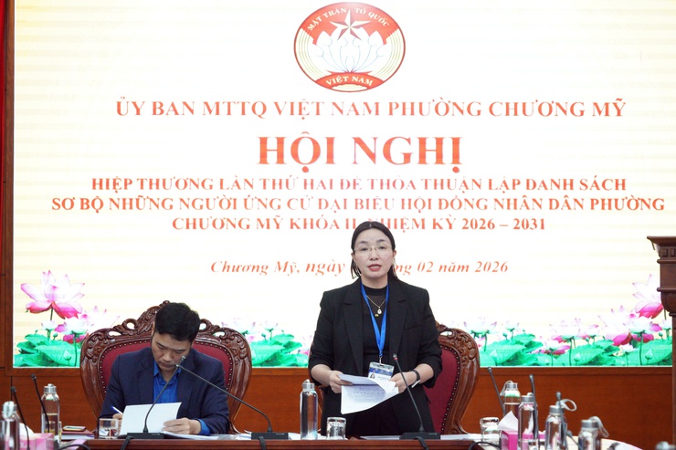 Chương Mỹ hiệp thương lần thứ hai nhằm thỏa thuận lập danh sách sơ bộ những người ứng cử đại biểu HĐND phường Chương Mỹ khóa II, nhiệm kỳ 2026–2031- Ảnh 3.