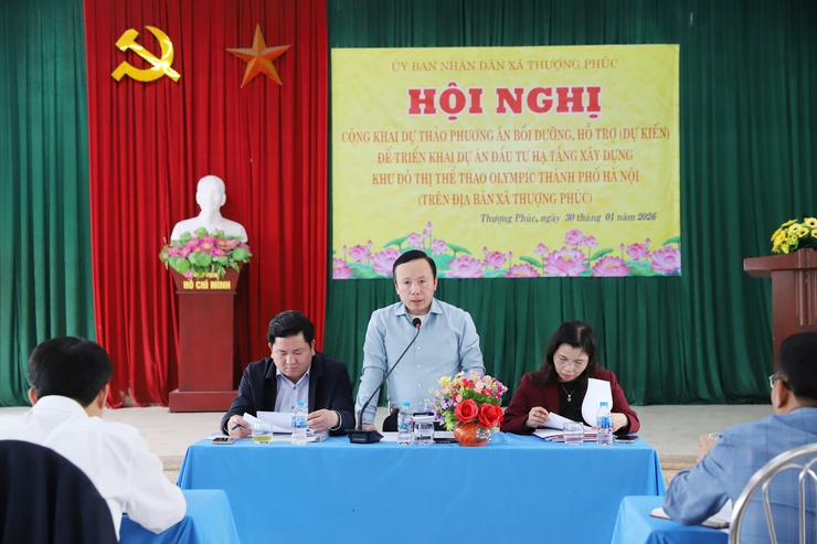 Thượng Phúc lấy ý kiến nhân dân về dự thảo phương án bồi thường, hỗ trợ triển khai Dự án đầu tư xây dựng Khu đô thị thể thao Olympic- Ảnh 1.