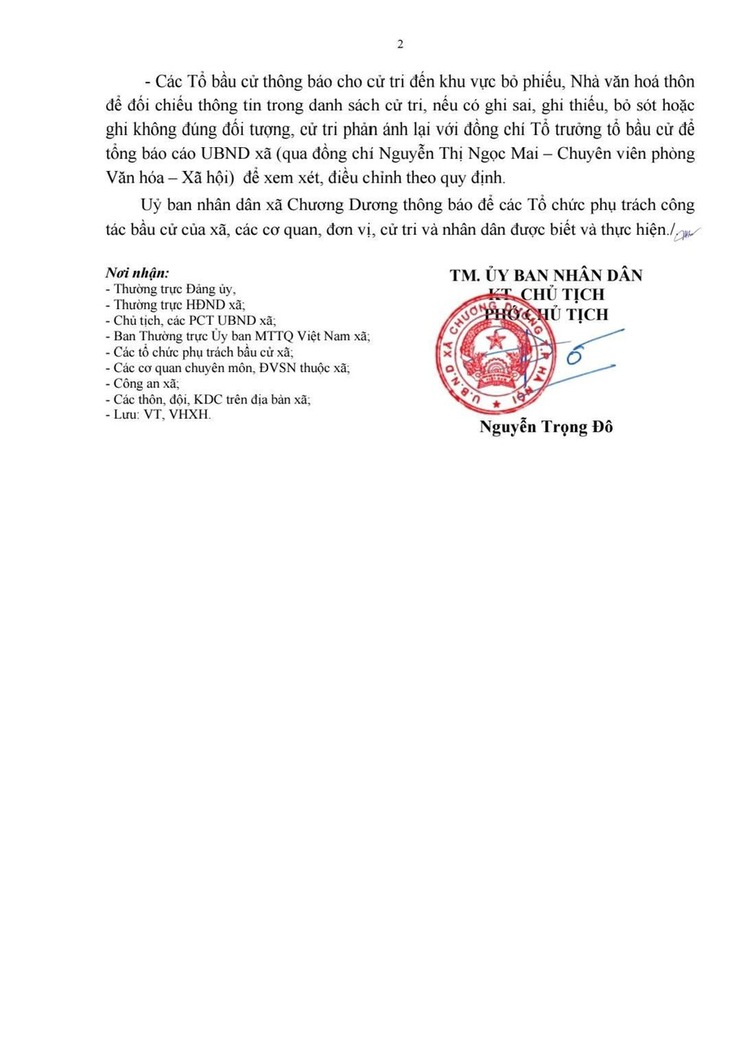 THÔNG BÁO: niêm yết danh sách cử tri tham gia bầu cử đại biểu Quốc hội khóa XVI và đại biểu Hội đồng nhân dân các cấp nhiệm kỳ 2026 - 2031 trên địa bàn xã Chương Dương- Ảnh 2.