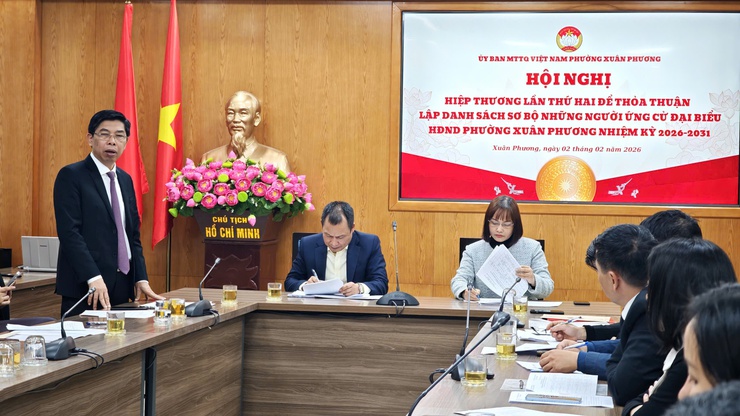 Hội nghị hiệp thương lần thứ hai để thỏa thuận lập danh sách sơ bộ những người ứng cử Đại biểu HĐND phường Xuân Phương nhiệm kỳ 2026-2031- Ảnh 2.