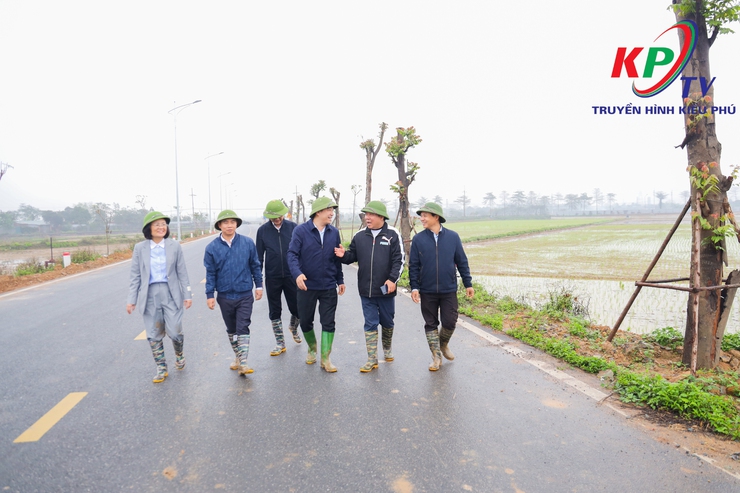 Các đồng chí lãnh đạo xã Kiều Phú kiểm tra tình hình sản xuất vụ Xuân năm 2026.- Ảnh 7.