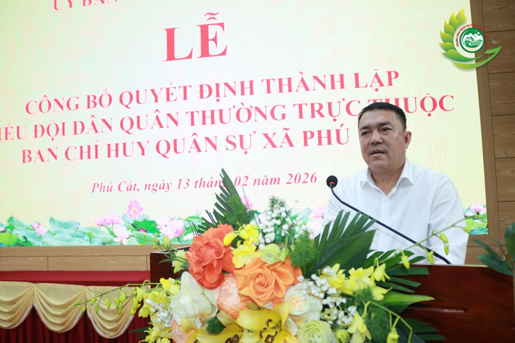 Phú Cát công bố Quyết định thành lập Tiểu đội dân quân thường trực- Ảnh 3.