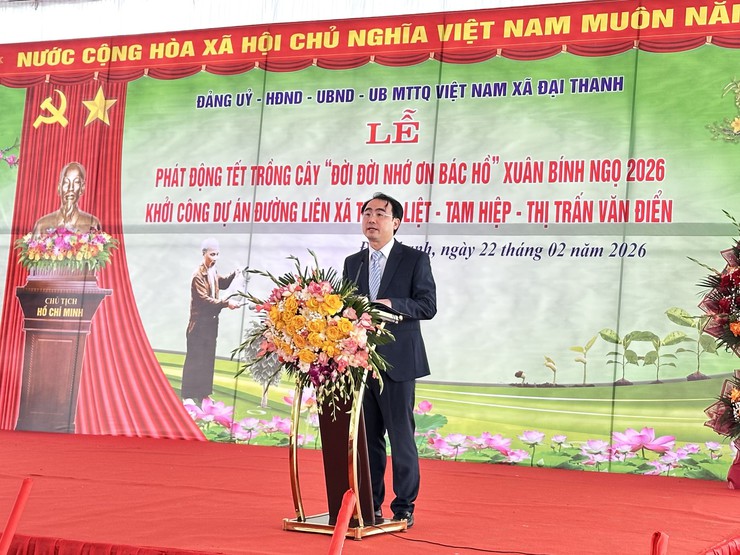 XÃ ĐẠI THANH: LỄ PHÁT ĐỘNG TẾT TRỒNG CÂY XUÂN BÍNH NGỌ 2026 - KHỞI CÔNG TUYẾN ĐƯỜNG LIÊN XÃ THANH LIỆT - TAM HIỆP - TT VĂN ĐIỂN- Ảnh 9.
