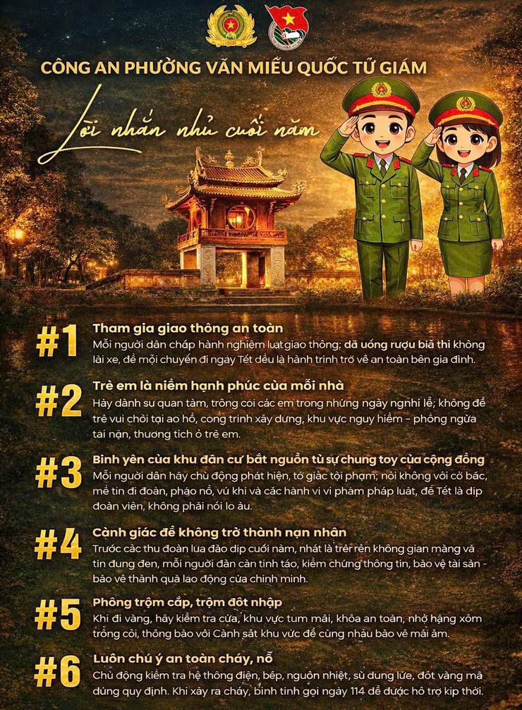 CÔNG AN PHƯỜNG VĂN MIẾU – QUỐC TỬ GIÁM | LỜI NHẮN NHỦ CUỐI NĂM- Ảnh 1.