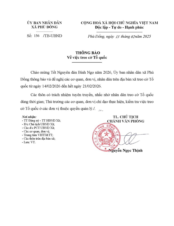 Thông báo treo cờ Tổ quốc Tết Bính Ngọ- Ảnh 1.