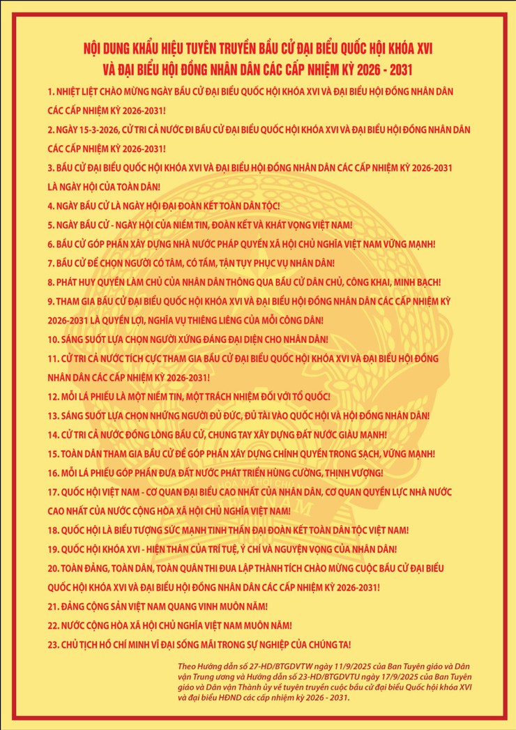 Hướng dẫn thực hiện trang trí điểm bầu cử đại biểu Quốc hội khóa XVI và đại biểu HĐND các cấp nhiệm kỳ 2026–2031- Ảnh 2.