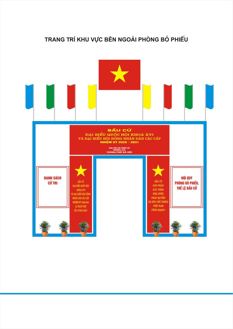 Hướng dẫn thực hiện trang trí điểm bầu cử đại biểu Quốc hội khóa XVI và đại biểu HĐND các cấp nhiệm kỳ 2026–2031- Ảnh 7.