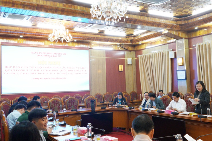 Ban chỉ đạo bầu cử và Ủy ban bầu cử Phường Chương Mỹ tổ chức hội nghị triển khai các nhiệm vụ về công tác bầu cử đại biểu Quốc hội khóa XVI và đại biểu HĐND các cấp nhiệm kỳ 2026 – 2031.- Ảnh 4.