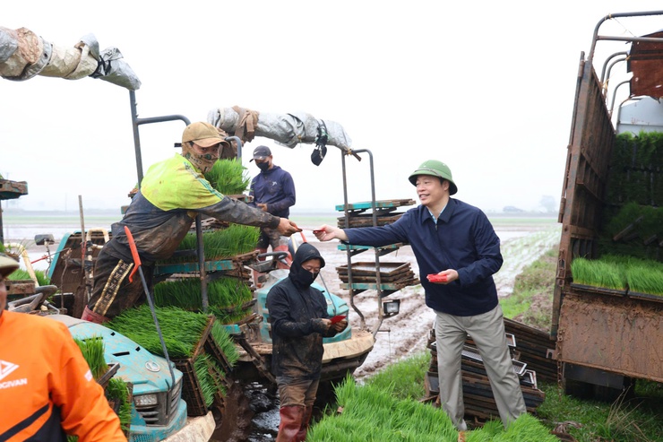 Đồng chí Phó Chủ tịch UBND xã kiểm tra, động viên sản xuất vụ xuân- Ảnh 2.