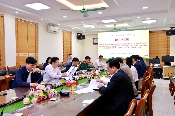 Ủy ban bầu cử xã Thiên Lộc tổ chức hội nghị thống nhất công bố danh sách những người ứng cử đại biểu HĐND xã Thiên Lộc khóa II, nhiệm kỳ 2026 – 2031 theo từng đơn vị bầu cử trên địa bàn xã.- Ảnh 1.