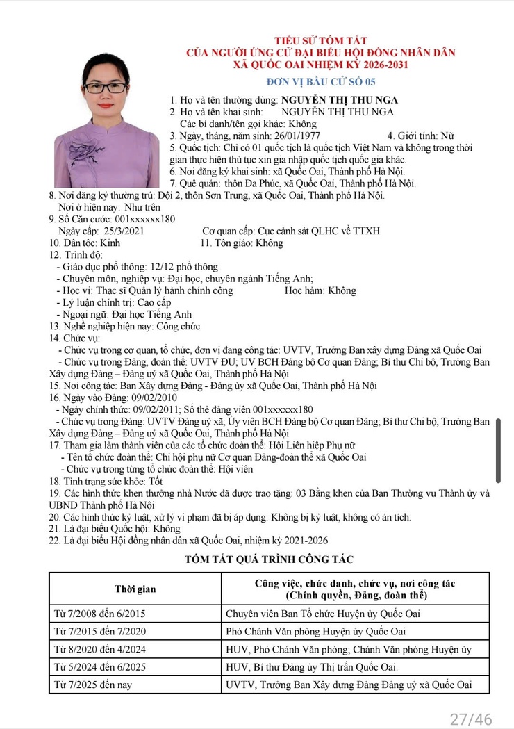 Danh sách những người ứng cử đại biểu HĐND xã Quốc Oai khoá 2, nhiệm kỳ 2026 - 2031- Ảnh 23.