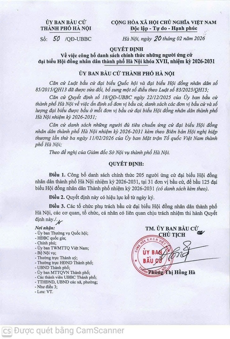 DANH SÁCH CHÍNH THỨC NHỮNG NGƯỜI ỨNG CỬ ĐẠI BIỂU HỘI ĐỒNG NHÂN DÂN THÀNH PHỐ HÀ NỘI KHÓA XVII, NHIỆM KỲ 2026-2031 TẠI ĐƠN VỊ BẦU CỬ SỐ 10 GỒM CÁC PHƯỜNG TÂY TỰU, PHÚ DIỄN, XUÂN ĐỈNH, ĐÔNG NGẠC, THƯỢNG CÁT- Ảnh 1.