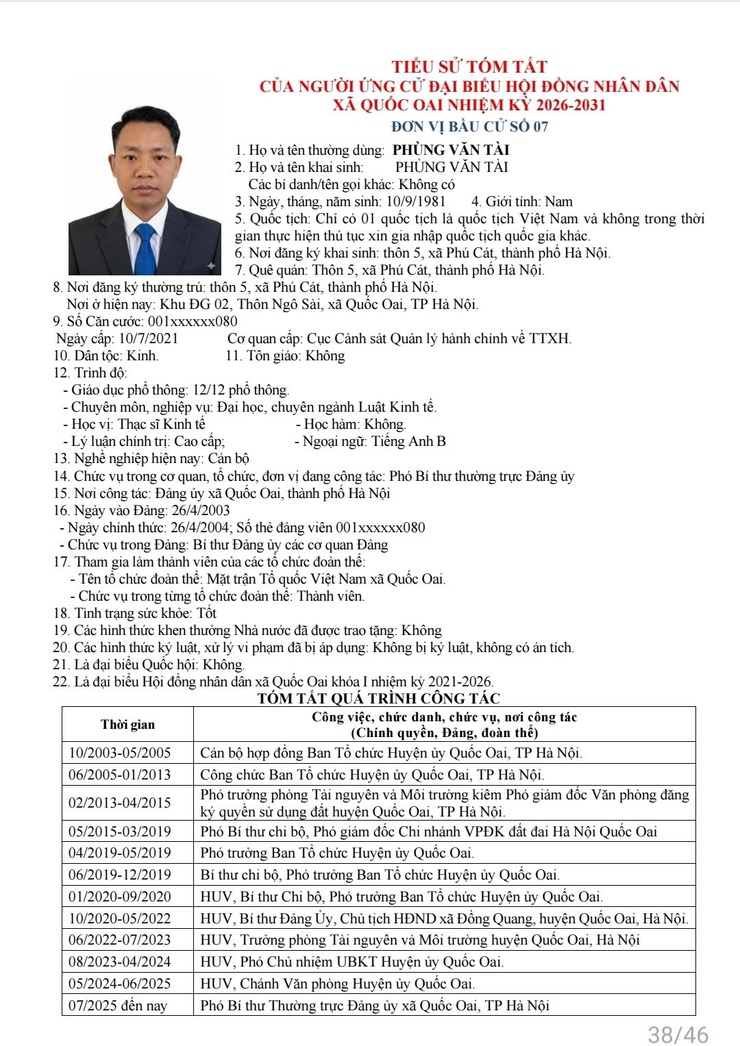 Danh sách những người ứng cử đại biểu HĐND xã Quốc Oai khoá 2, nhiệm kỳ 2026 - 2031- Ảnh 35.