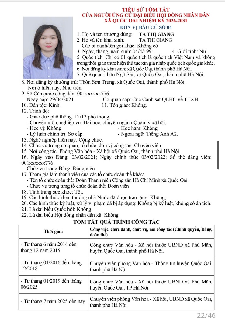 Danh sách những người ứng cử đại biểu HĐND xã Quốc Oai khoá 2, nhiệm kỳ 2026 - 2031- Ảnh 21.