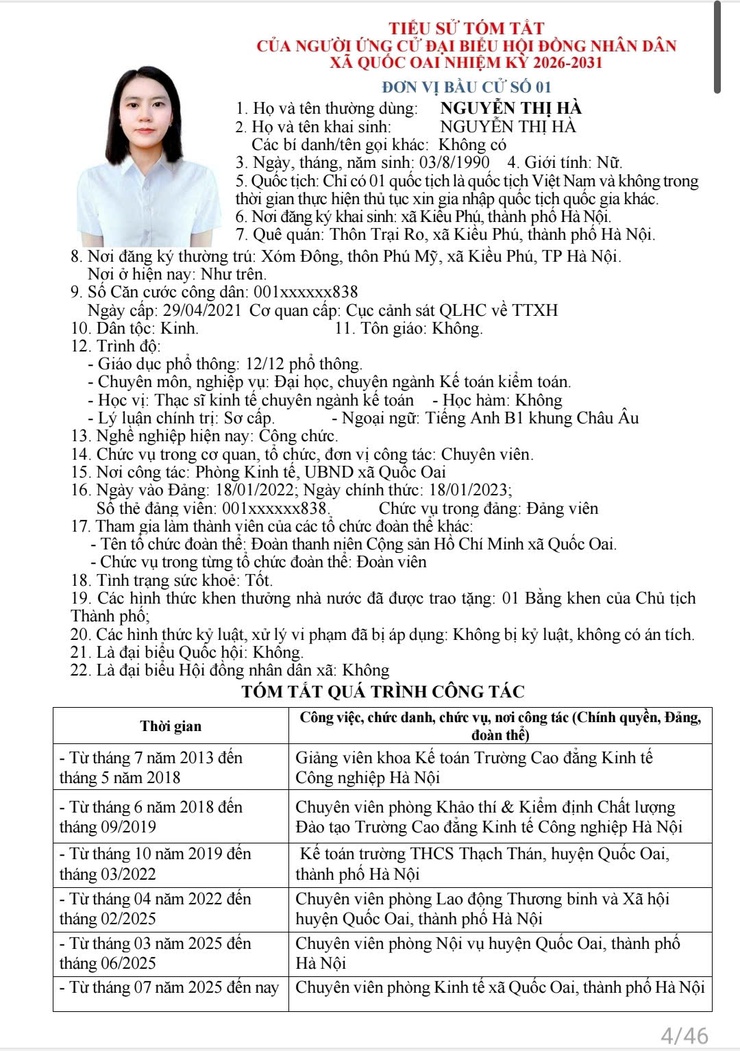 Danh sách những người ứng cử đại biểu HĐND xã Quốc Oai khoá 2, nhiệm kỳ 2026 - 2031- Ảnh 5.