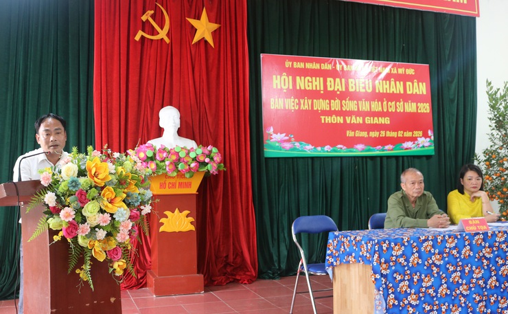 Thôn Văn Giang tổ chức hội nghị đại biểu nhân dân bàn về việc xây dựng đời sống văn hóa ở cơ sở năm 2026.- Ảnh 1.