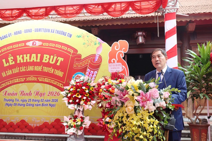 Xã Thường Tín trang trọng tổ chức Lễ khai bút và sản xuất các làng nghề truyền thống đầu Xuân Bính Ngọ 2026- Ảnh 7.