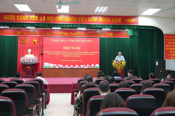 Hội nghị gặp mặt và hướng dẫn xây dựng chương trình hành động của người ứng cử Đại biểu HĐND phường Phú Diễn nhiệm kỳ 2026 - 2031- Ảnh 1.