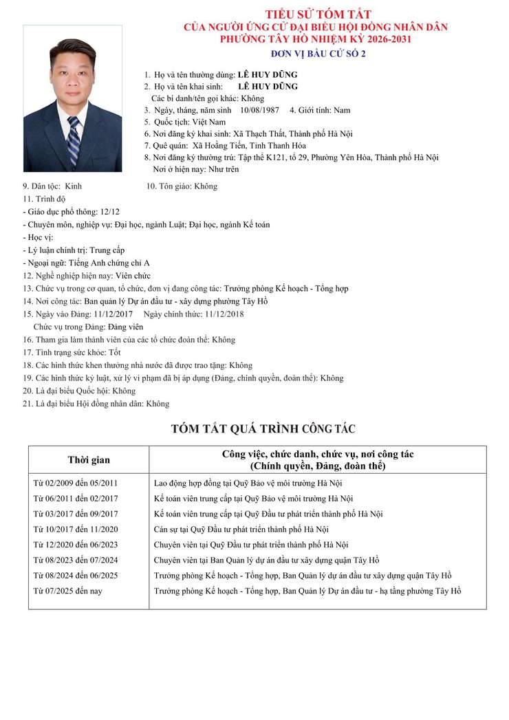 Công khai Tiểu sử người ứng cử Đại biểu HĐND phường Tây Hồ, nhiệm kỳ 2026 - 2031- Ảnh 6.