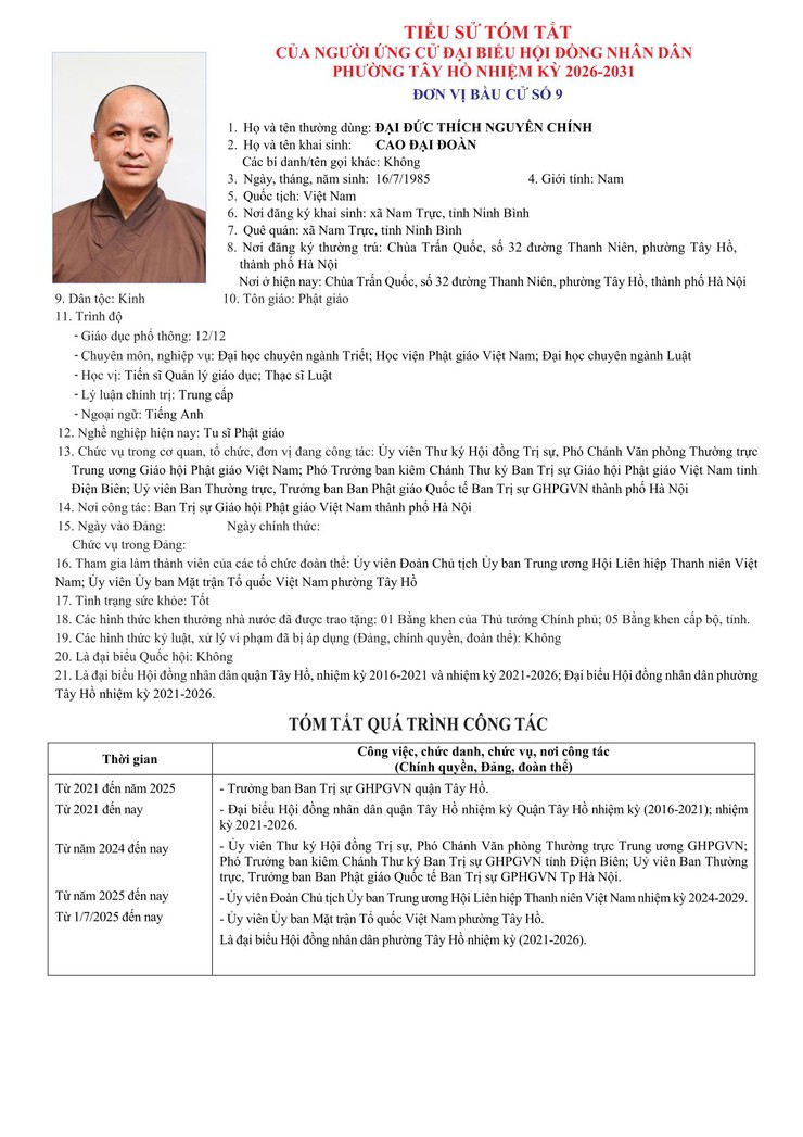 Công khai Tiểu sử người ứng cử Đại biểu HĐND phường Tây Hồ, nhiệm kỳ 2026 - 2031- Ảnh 42.