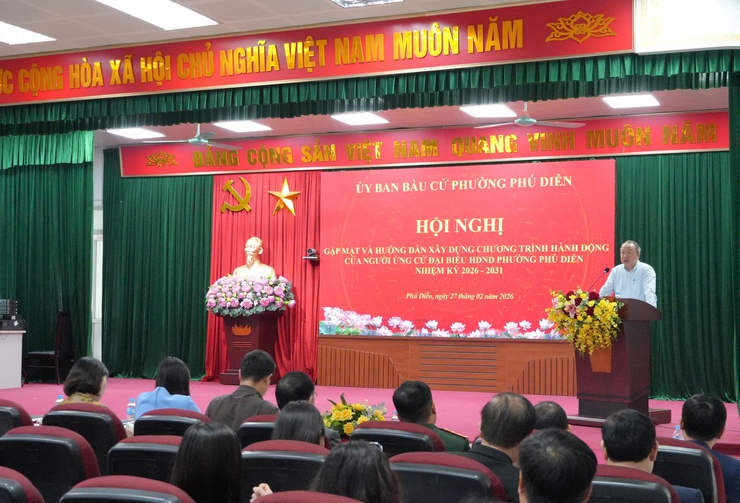 Hội nghị gặp mặt và hướng dẫn xây dựng chương trình hành động của người ứng cử Đại biểu HĐND phường Phú Diễn nhiệm kỳ 2026 - 2031- Ảnh 3.