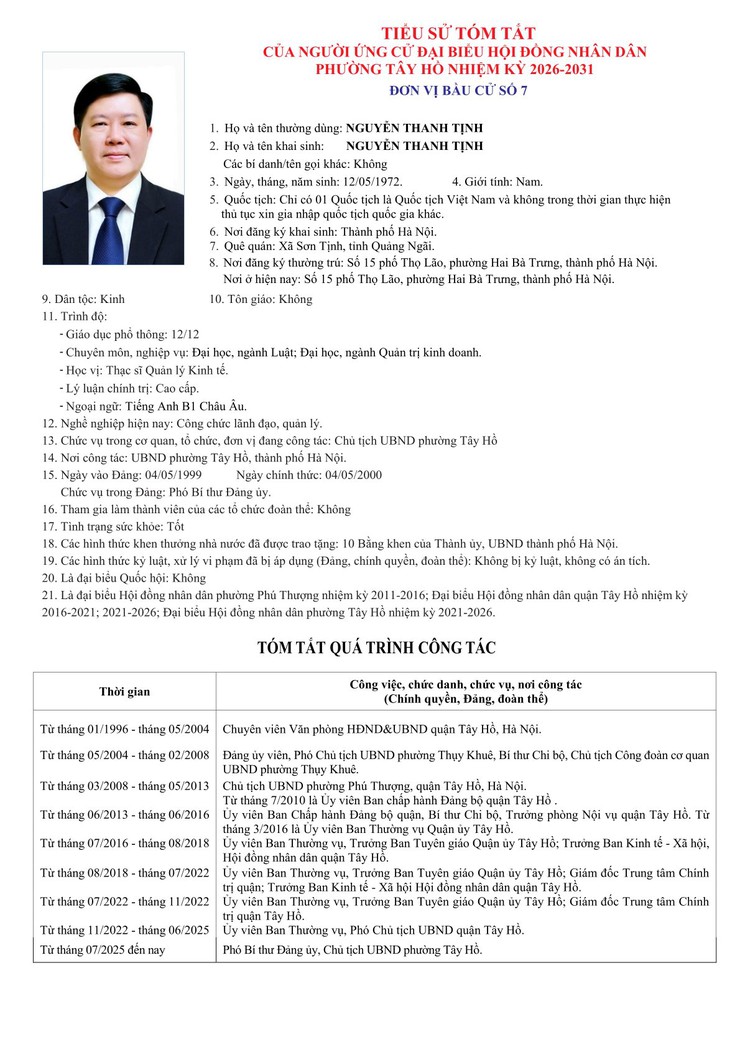 Công khai Tiểu sử người ứng cử Đại biểu HĐND phường Tây Hồ, nhiệm kỳ 2026 - 2031- Ảnh 33.