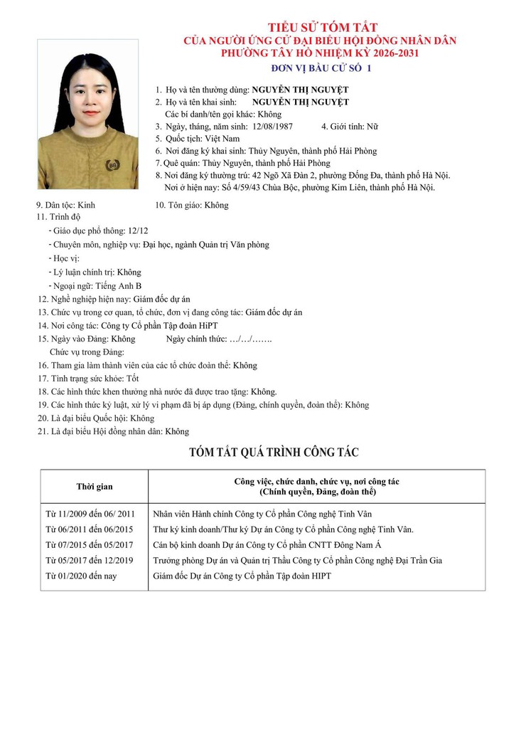 Công khai Tiểu sử người ứng cử Đại biểu HĐND phường Tây Hồ, nhiệm kỳ 2026 - 2031- Ảnh 4.