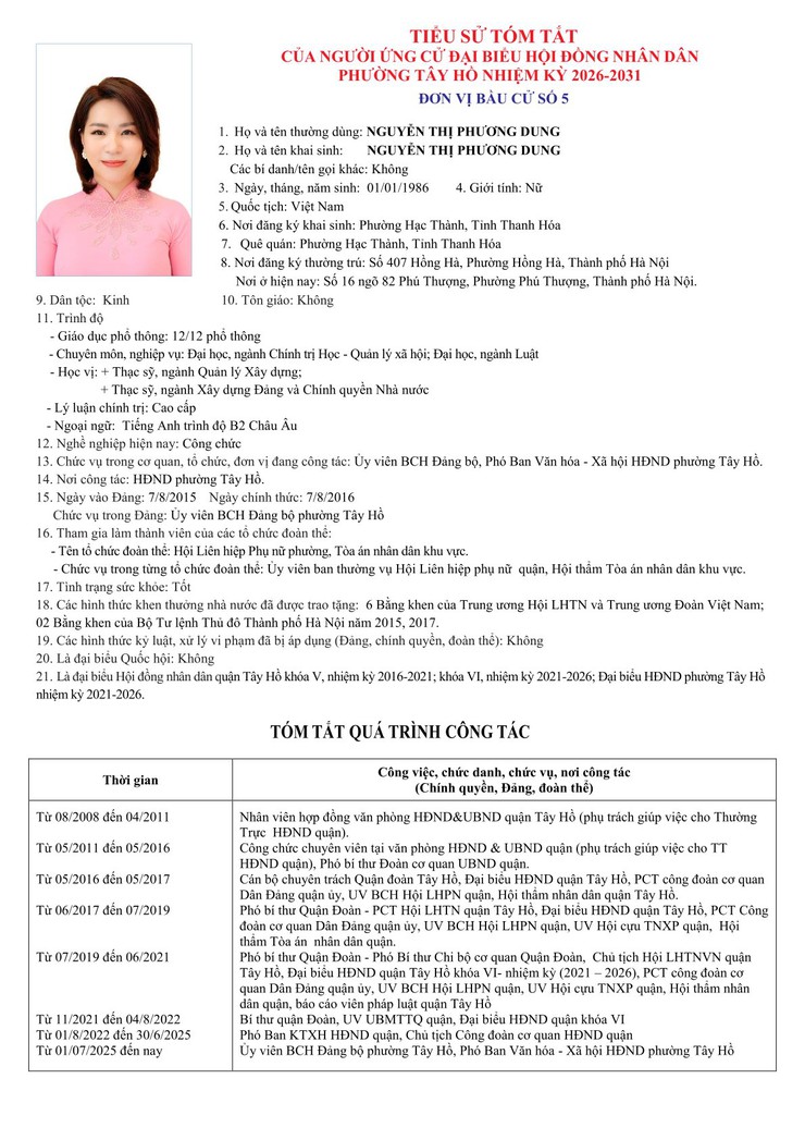 Công khai Tiểu sử người ứng cử Đại biểu HĐND phường Tây Hồ, nhiệm kỳ 2026 - 2031- Ảnh 23.